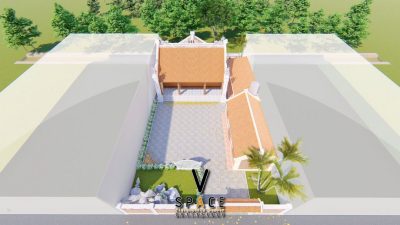 Phối cảnh khuôn viên nhà thờ họ 2 mái có hậu cung tại Quận Sơn Trà, Đà Nẵng