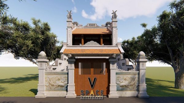 Phối cảnh nhà thờ họ 2 tầng 2 mái tại Huyện Lục Nam, Bắc Giang