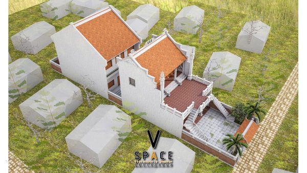 Phối cảnh nhà thờ họ 2 tầng chữ nhị Thị xã Kiến Tường, Long An