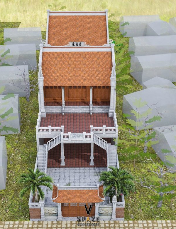 Phối cảnh nhà thờ họ 2 tầng chữ nhị Thị xã Kiến Tường, Long An