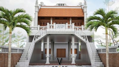 Phối cảnh nhà thờ họ 2 tầng chữ nhị Thị xã Kiến Tường, Long An