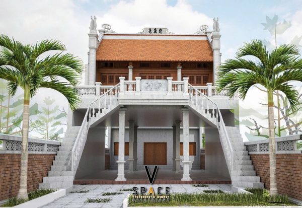 Phối cảnh nhà thờ họ 2 tầng chữ nhị Thị xã Kiến Tường, Long An