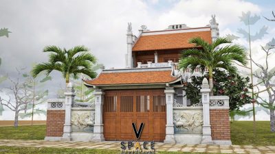 Phối cảnh nhà thờ họ 2 tầng chữ nhị Thị xã Kiến Tường, Long An