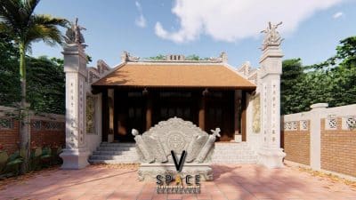 Bản vẽ nhà thờ họ 3 gian có cổng tam quan tại xã Mường Kim, Lai Châu