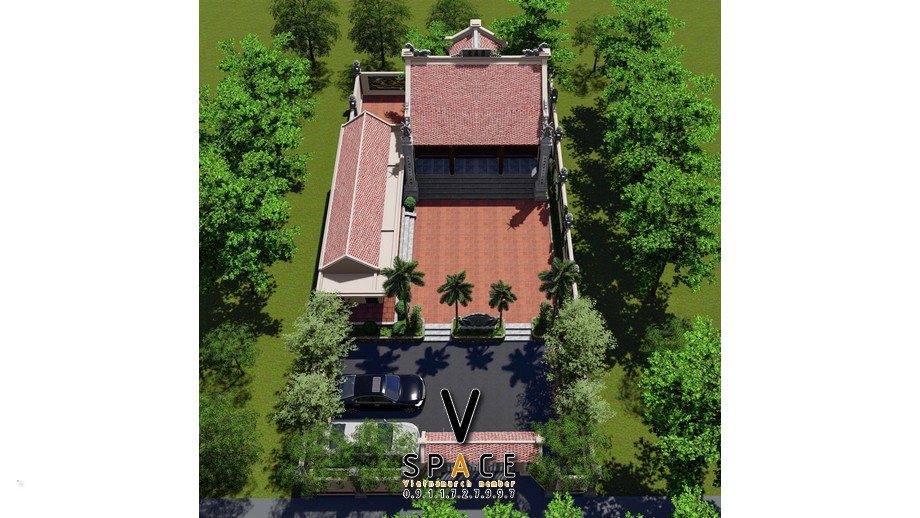 Kiến trúc nhà thờ họ có hậu cung kết hợp cột đá đồng trụ tại phường Quế Võ, Bắc Ninh