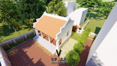 Phối cảnh nhà thờ họ 3 gian bê tông giả gỗ tại xã Quảng Lâm, Cao Bằng