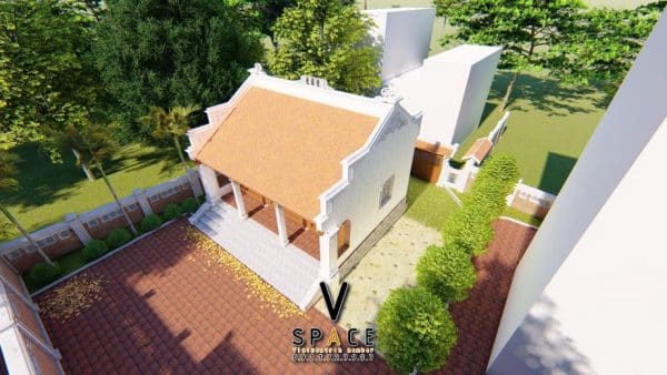 Phối cảnh nhà thờ họ 3 gian bê tông giả gỗ tại xã Quảng Lâm, Cao Bằng