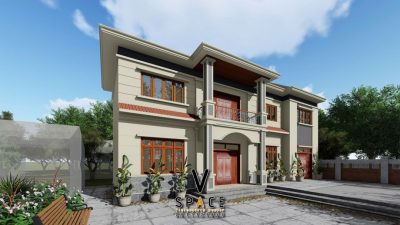 Thiết kế nhà thờ họ 2 mái kết hợp nhà ở tại phường Sông Công, Thái Nguyên