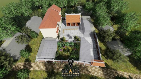 Thiết kế nhà thờ họ 2 mái kết hợp nhà ở tại phường Sông Công, Thái Nguyên