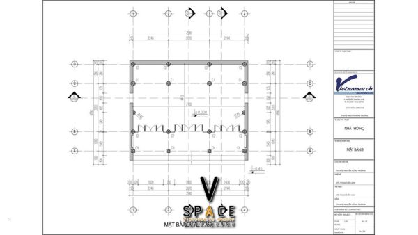 Bản vẽ nhà thờ họ 3 gian 2 mái đơn giản tại phường Móng Cái, Quảng Ninh