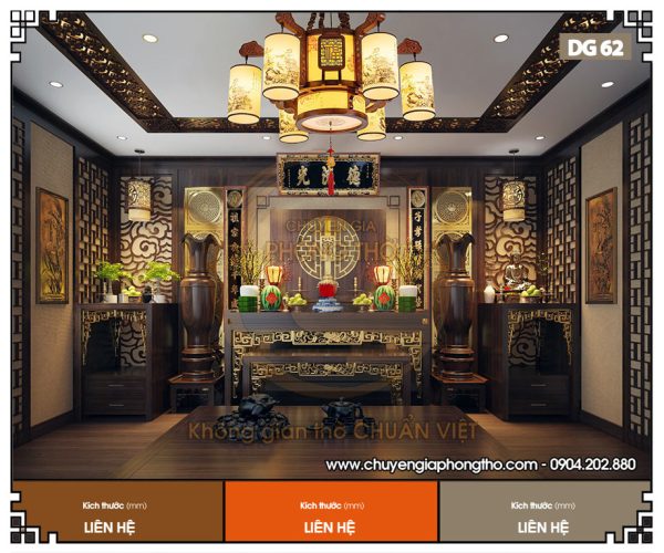 Đèn chùm 6 tay trang trí phòng thờ DG62