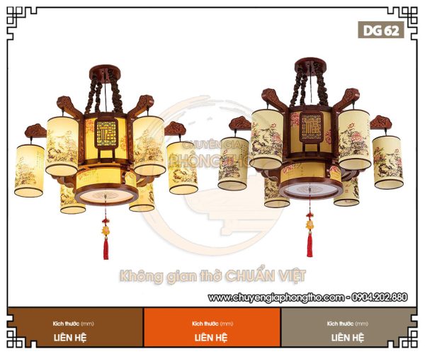 Đèn chùm 6 tay trang trí phòng thờ DG62