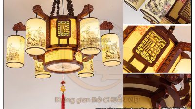 Đèn chùm 6 tay trang trí phòng thờ DG62