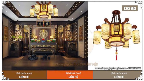 Đèn chùm 6 tay trang trí phòng thờ DG62