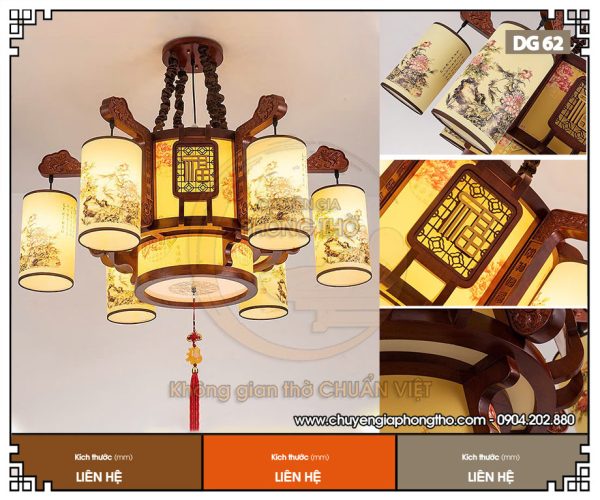 Đèn chùm 6 tay trang trí phòng thờ DG62