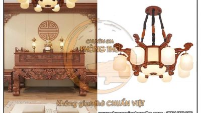 Đèn chùm gỗ hương DG58 trang trí phòng thờ