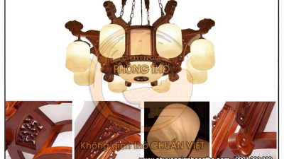 Đèn chùm gỗ hương DG58 trang trí phòng thờ