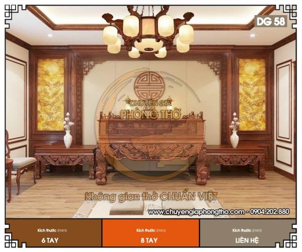 Đèn chùm gỗ hương DG58 trang trí phòng thờ