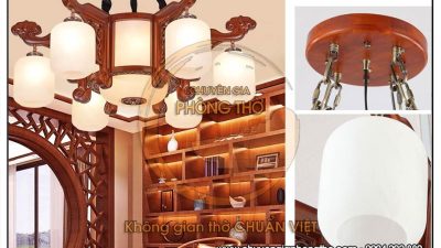 Đèn chùm gỗ hương DG58 trang trí phòng thờ
