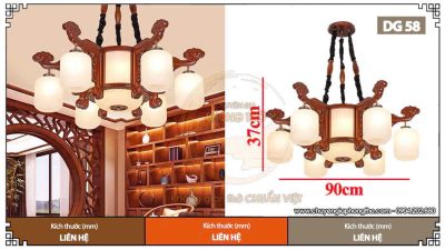 Đèn chùm gỗ hương DG58 trang trí phòng thờ