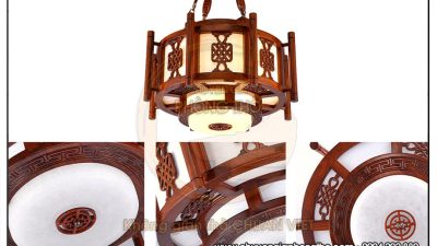 Đèn thả gỗ khung tròn DG63 sang trọng