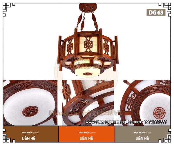 Đèn thả gỗ khung tròn DG63 sang trọng