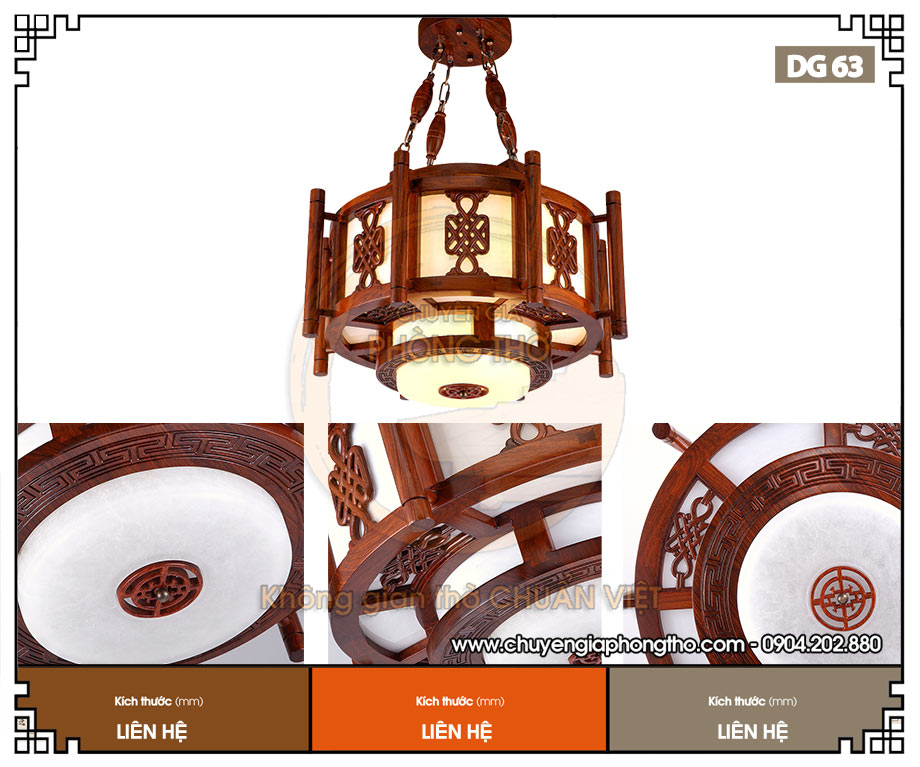Đèn thả gỗ khung tròn DG63 sang trọng 