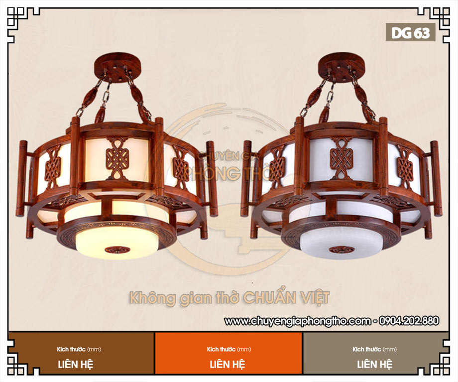 Đèn thả gỗ khung tròn DG63 sang trọng 