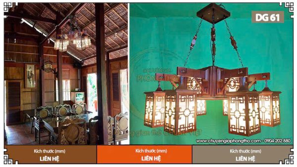 Mẫu đèn chùm trang trí nhà gỗ DG61