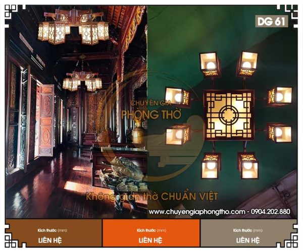 Mẫu đèn chùm trang trí nhà gỗ DG61