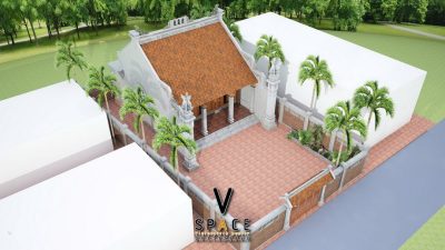 Thiết kế nhà thờ họ 3 gian bê tông giả gỗ tại xã Bắc Yên, Sơn La