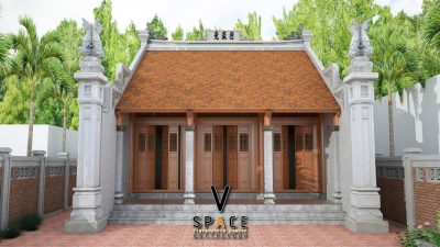 Thiết kế nhà thờ họ 3 gian bê tông giả gỗ tại xã Bắc Yên, Sơn La