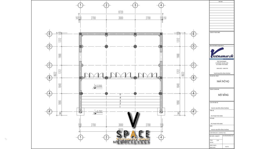 Bản vẽ nhà thờ họ 75m2 tại phường Quy Nhơn, Gia Lai