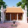Phối cảnh từ đường 3 gian 2 mái bê tông giả gỗ tại xã Ân Thi, Hưng Yên