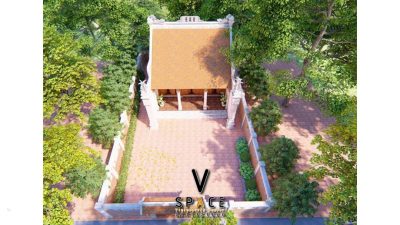 Phối cảnh từ đường 3 gian 2 mái bê tông giả gỗ tại xã Ân Thi, Hưng Yên