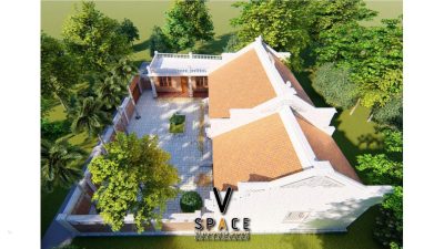 Phối cảnh từ đường 3 gian kết hợp nhà ngang tại xã Tịnh Khê, Quảng Ngãi