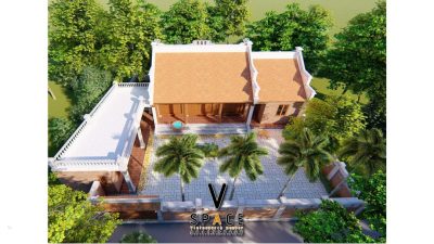 Phối cảnh từ đường 3 gian kết hợp nhà ngang tại xã Tịnh Khê, Quảng Ngãi