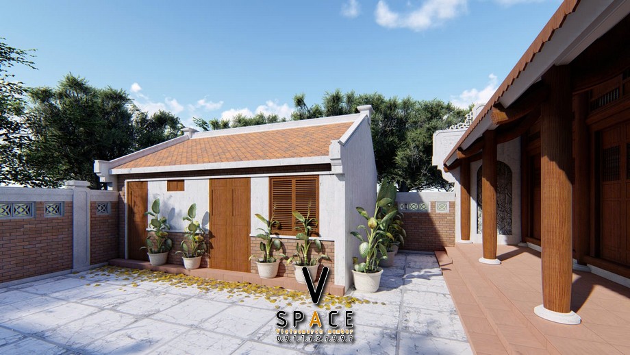 Phối cảnh 3D nhà thờ họ 3 gian 2 mái kết hợp nhà phụ trợ tại xã Thạch Lạc, Hà Tĩnh Phối cảnh 3D nhà thờ họ 3 gian 2 mái kết hợp nhà phụ trợ tại xã Thạch Lạc, Hà Tĩnh