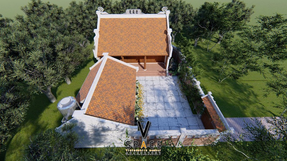 Phối cảnh 3D nhà thờ họ 3 gian 2 mái kết hợp nhà phụ trợ tại xã Thạch Lạc, Hà Tĩnh Phối cảnh 3D nhà thờ họ 3 gian 2 mái kết hợp nhà phụ trợ tại xã Thạch Lạc, Hà Tĩnh