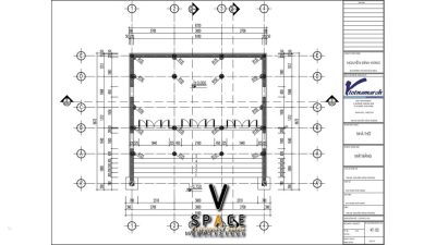 Phối cảnh nhà thờ họ 3 gian kết hợp cột đồng trụ đá tại Thị xã Cửa Lò, Nghệ An
