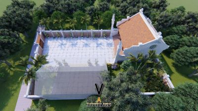 Phối cảnh nhà thờ họ 3 gian kết hợp cột đồng trụ đá tại Thị xã Cửa Lò, Nghệ An