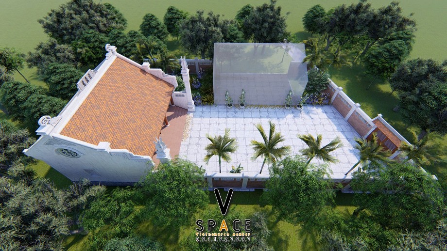 Phối cảnh nhà thờ họ 3 gian kết hợp cột đồng trụ đá tại Thị xã Cửa Lò, Nghệ An Phối cảnh nhà thờ họ 3 gian kết hợp cột đồng trụ đá tại Thị xã Cửa Lò, Nghệ An