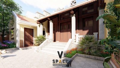 Phối cảnh nhà thờ họ 3 gian kết hợp nhà ở sang trọng tại Xã Ea Súp, Đắk Lắk