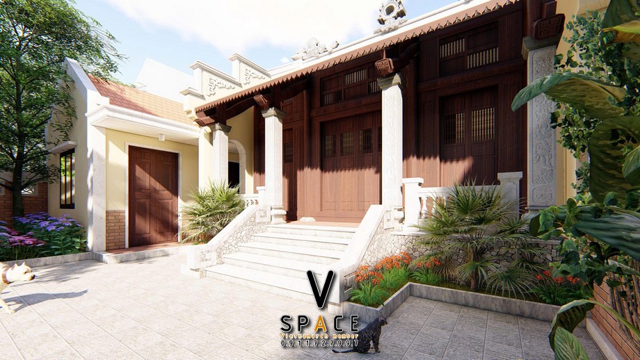 Phối cảnh nhà thờ họ 3 gian kết hợp nhà ở sang trọng tại Xã Ea Súp, Đắk Lắk Phối cảnh nhà thờ họ 3 gian kết hợp nhà ở sang trọng tại Xã Ea Súp, Đắk Lắk