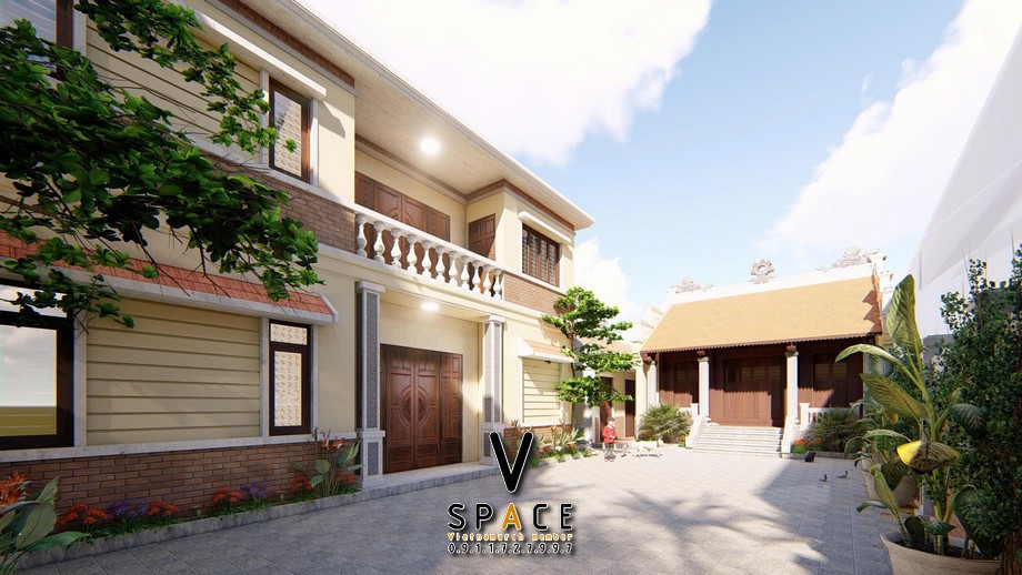 Phối cảnh nhà thờ họ 3 gian kết hợp nhà ở sang trọng tại Xã Ea Súp, Đắk Lắk Phối cảnh nhà thờ họ 3 gian kết hợp nhà ở sang trọng tại Xã Ea Súp, Đắk Lắk