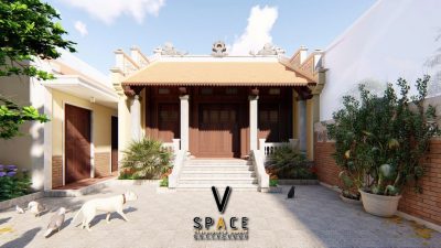 Phối cảnh nhà thờ họ 3 gian kết hợp nhà ở sang trọng tại Xã Ea Súp, Đắk Lắk