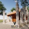 Phối cảnh từ đường 3 gian 2 mái có cột đồng trụ tại Phường Nha Trang, Khánh Hòa