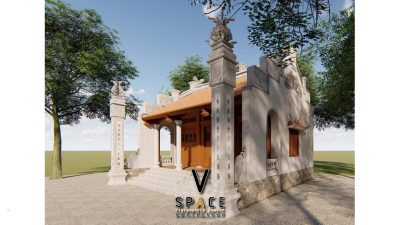Phối cảnh từ đường 3 gian 2 mái có cột đồng trụ tại Phường Nha Trang, Khánh Hòa