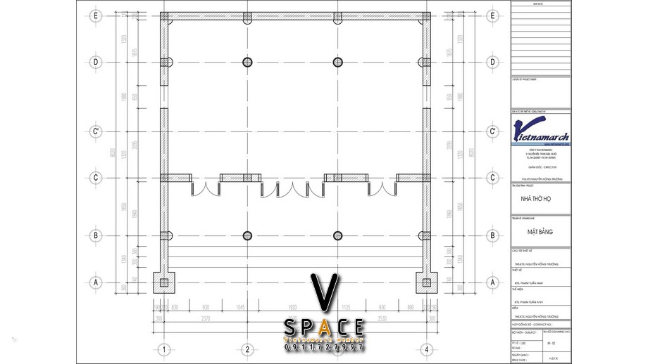 Thiết kế nhà thờ họ 3 gian 2 mái 65m2 tại Phường Biên Hòa, Đồng Nai