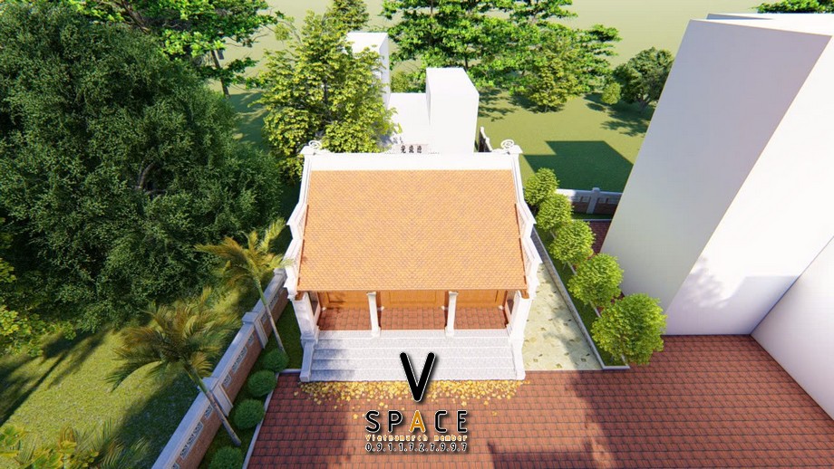 Thiết kế nhà từ đường 3 gian 2 mái tại Xã Hưng Điền, Tây Ninh